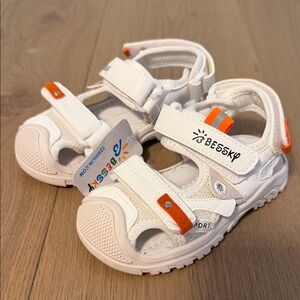 White and Orange Kids Sandals